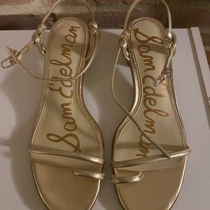 Sam Edelman gold block sandals. Size 8. Never worn and still in the box.